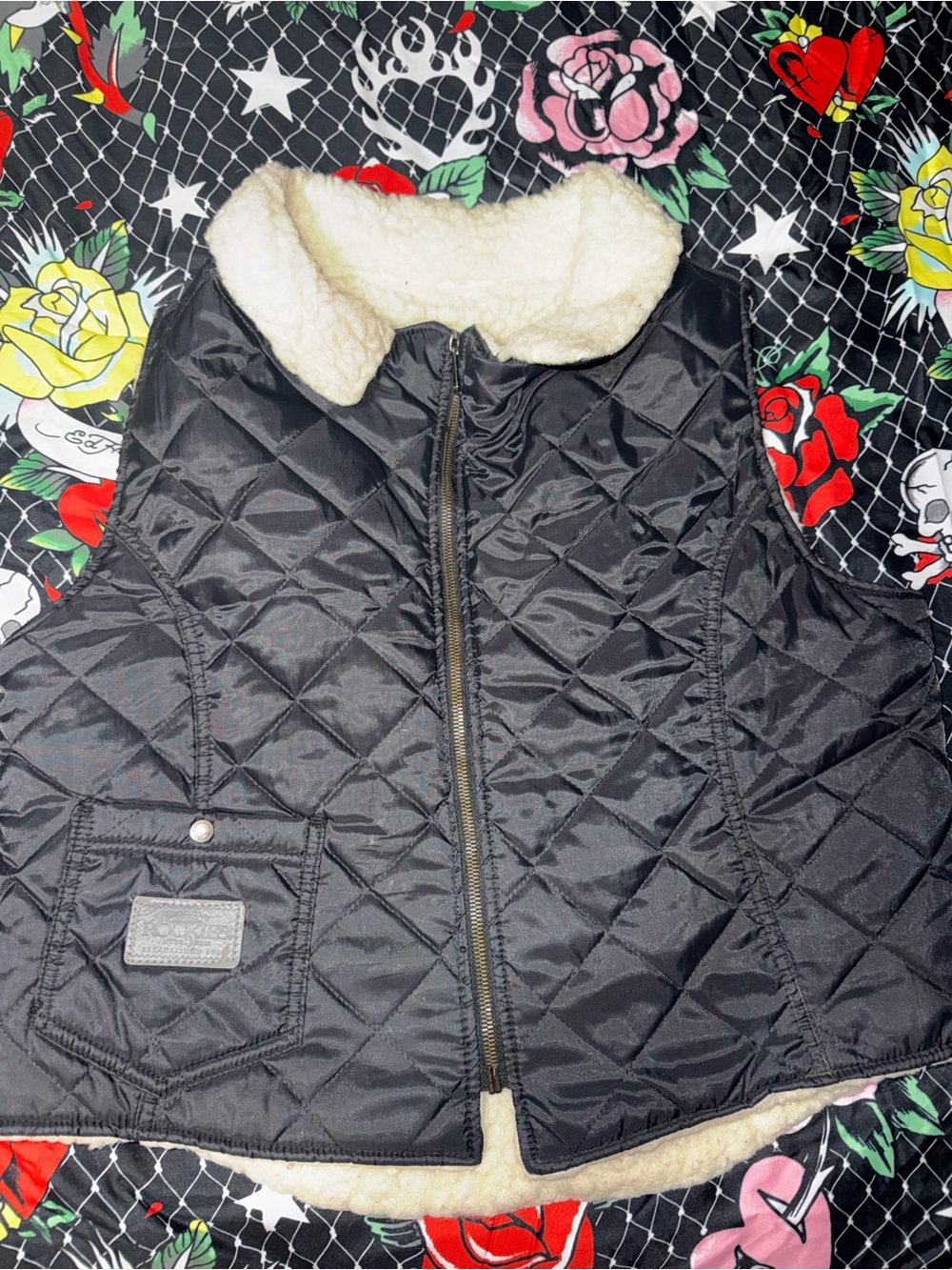 Genuine Rookies Black Quilted Sherpa Vest